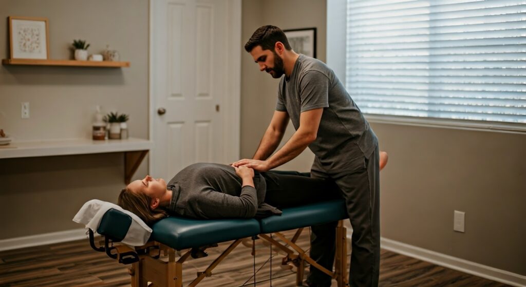 Chiropractor adjusting a patient